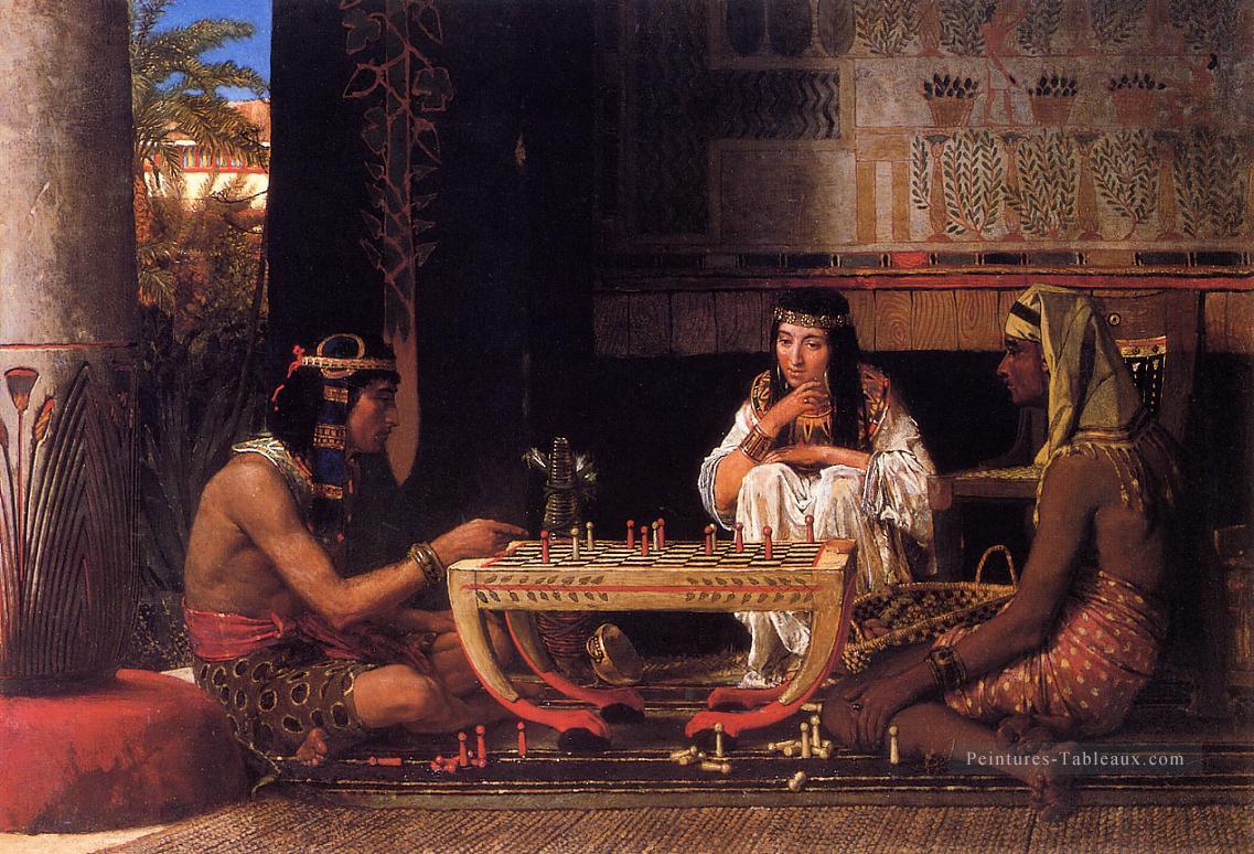 Joueurs d’échecs égyptiens romantiques Sir Lawrence Alma Tadema Peintures à l'huile